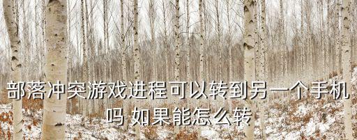 消失的部落手游二转怎么过，部落冲突游戏进程可以转到另一个手机吗 如果能怎么转