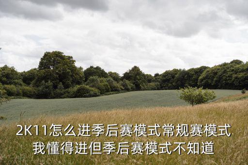 2K11怎么进季后赛模式常规赛模式我懂得进但季后赛模式不知道