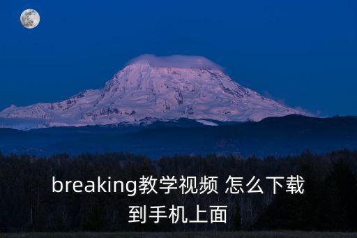 breaking教学视频 怎么下载到手机上面