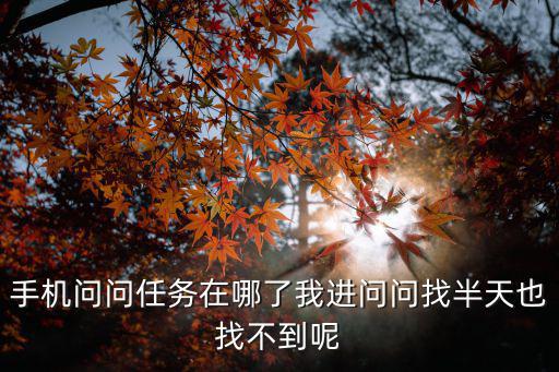 手机问问任务在哪了我进问问找半天也找不到呢