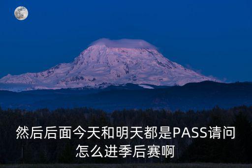 然后后面今天和明天都是PASS请问怎么进季后赛啊