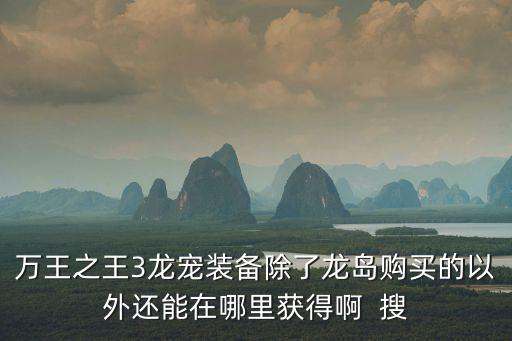 万王之王3龙宠装备除了龙岛购买的以外还能在哪里获得啊  搜