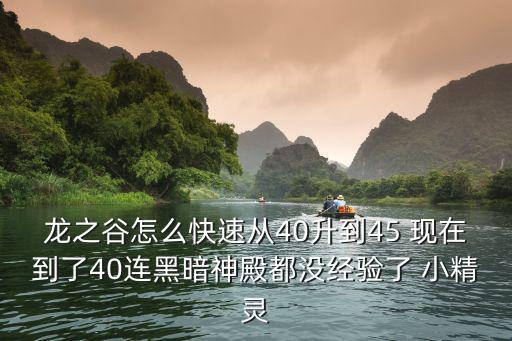 龙之谷手游妖精怎么升级，龙之谷怎么快速从40升到45 现在到了40连黑暗神殿都没经验了 小精灵