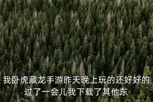 我卧虎藏龙手游昨天晚上玩的还好好的过了一会儿我下载了其他东