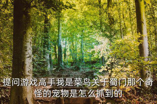 提问游戏高手我是菜鸟关于蜀门那个奇怪的宠物是怎么抓到的