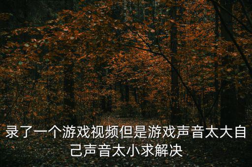 录了一个游戏视频但是游戏声音太大自己声音太小求解决