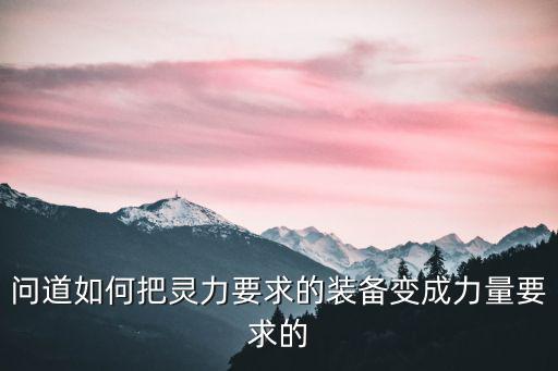 问道如何把灵力要求的装备变成力量要求的