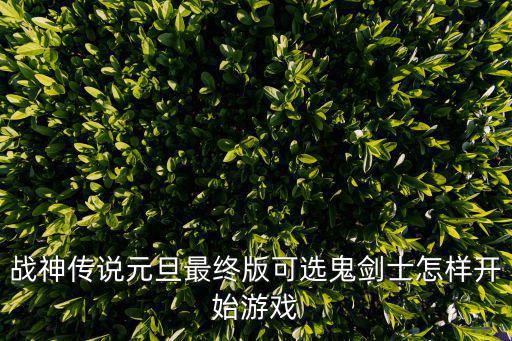 战神传说元旦最终版可选鬼剑士怎样开始游戏