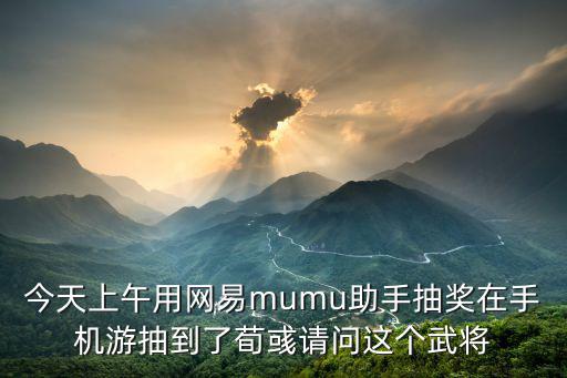 今天上午用网易mumu助手抽奖在手机游抽到了荀彧请问这个武将