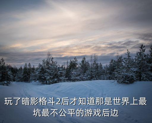 玩了暗影格斗2后才知道那是世界上最坑最不公平的游戏后边