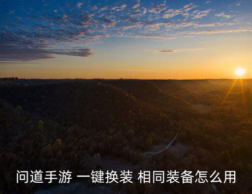 问道手游怎么给别人换装，问道手游 一键换装 相同装备怎么用