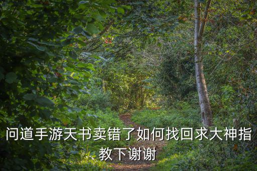 问道手游天书卖错了如何找回求大神指教下谢谢