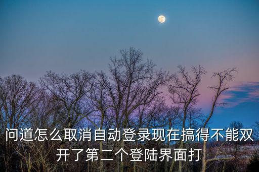问道怎么取消自动登录现在搞得不能双开了第二个登陆界面打