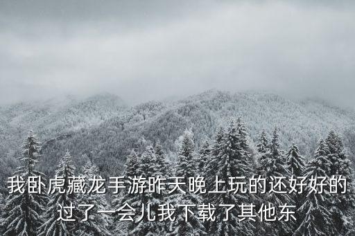 卧虎藏龙手游怎么没人玩了，我卧虎藏龙手游昨天晚上玩的还好好的过了一会儿我下载了其他东