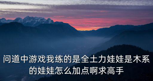问道中游戏我练的是全土力娃娃是木系的娃娃怎么加点啊求高手