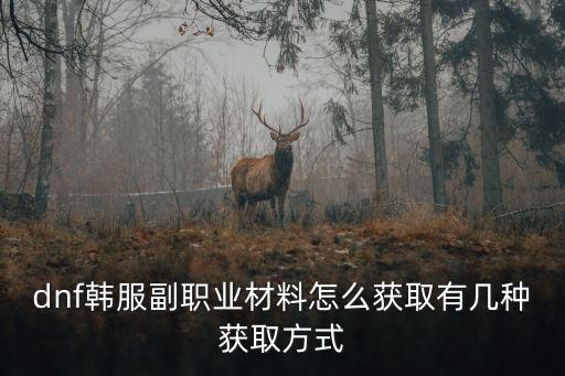 dnf韩服副职业材料怎么获取有几种获取方式