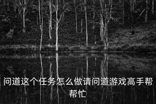 问道这个任务怎么做请问道游戏高手帮帮忙