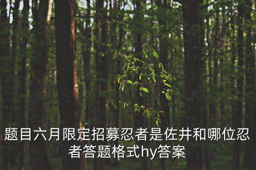 题目六月限定招募忍者是佐井和哪位忍者答题格式hy答案
