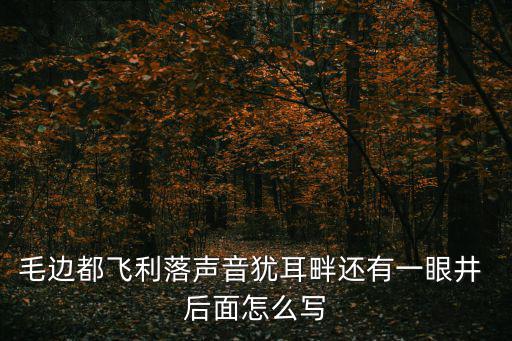 毛边都飞利落声音犹耳畔还有一眼井 后面怎么写