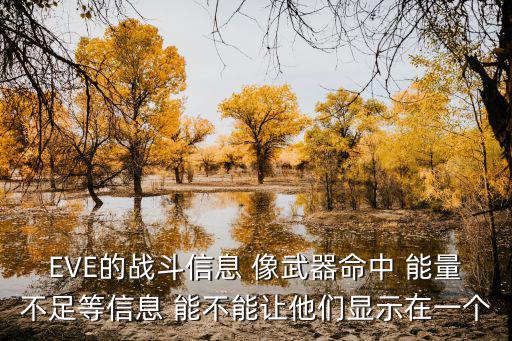 eve手游个堡低能量怎么办，EVE的战斗信息 像武器命中 能量不足等信息 能不能让他们显示在一个