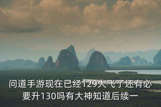 问道手游现在已经129大飞了还有必要升130吗有大神知道后续一