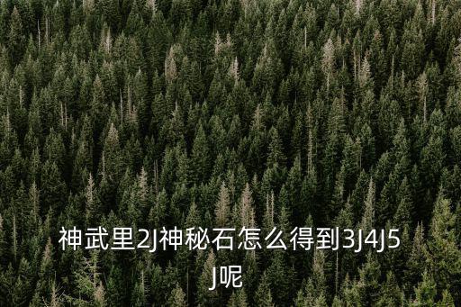 神武里2J神秘石怎么得到3J4J5J呢