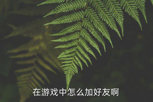 在游戏中怎么加好友啊