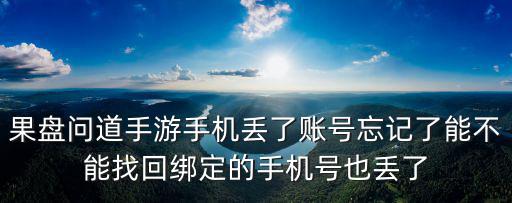 果盘问道手游手机丢了账号忘记了能不能找回绑定的手机号也丢了