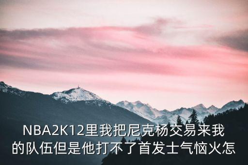NBA2K12里我把尼克杨交易来我的队伍但是他打不了首发士气恼火怎