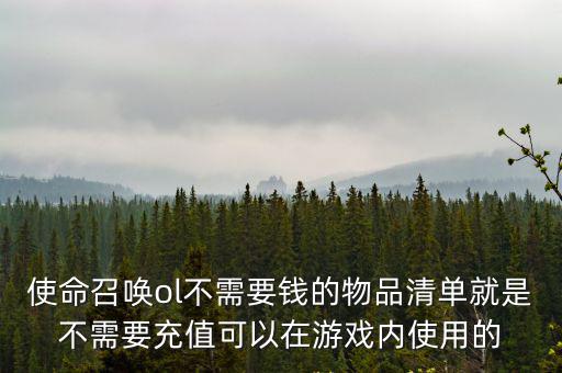 使命召唤ol不需要钱的物品清单就是不需要充值可以在游戏内使用的