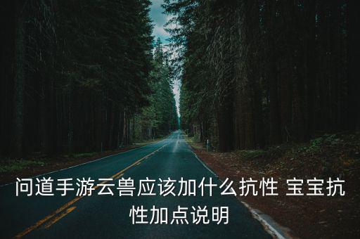 问道手游云兽怎么加0抗性，问道手游体云抗性加点先加满哪个