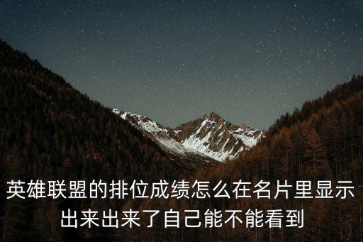 英雄联盟的排位成绩怎么在名片里显示出来出来了自己能不能看到