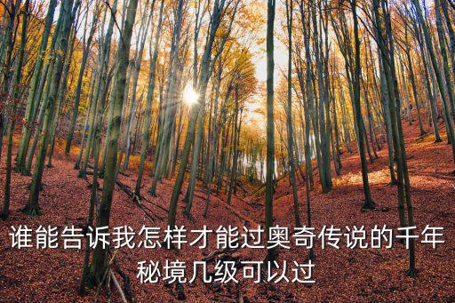 谁能告诉我怎样才能过奥奇传说的千年秘境几级可以过