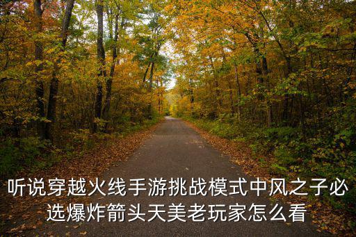 听说穿越火线手游挑战模式中风之子必选爆炸箭头天美老玩家怎么看