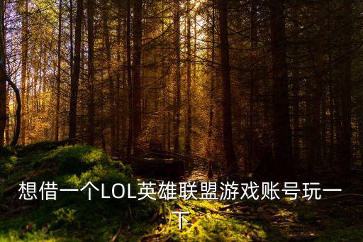 想借一个LOL英雄联盟游戏账号玩一下