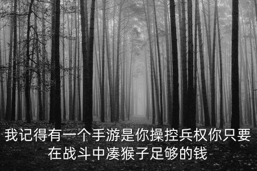 我记得有一个手游是你操控兵权你只要在战斗中凑猴子足够的钱