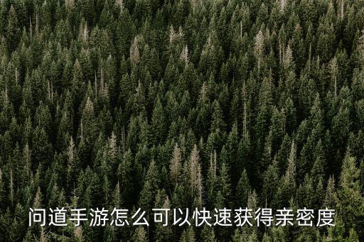 问道手游怎么可以快速获得亲密度