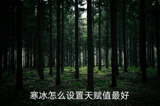 寒冰怎么设置天赋值最好