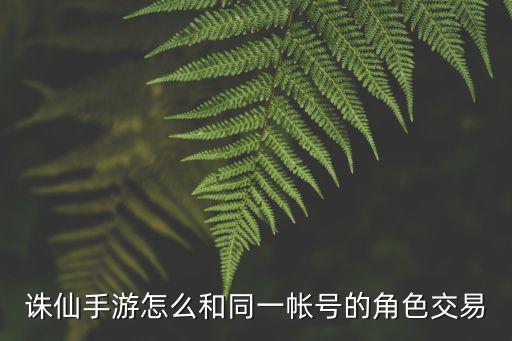 诛仙手游好友怎么交易，诛仙手游怎么和同一帐号的角色交易