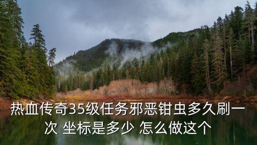 热血传奇35级任务邪恶钳虫多久刷一次 坐标是多少 怎么做这个