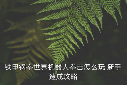 铁甲钢拳世界机器人拳击怎么玩 新手速成攻略