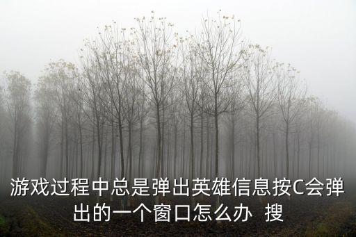 游戏过程中总是弹出英雄信息按C会弹出的一个窗口怎么办  搜
