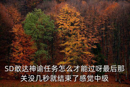 SD敢达神谕任务怎么才能过呀最后那关没几秒就结束了感觉中级