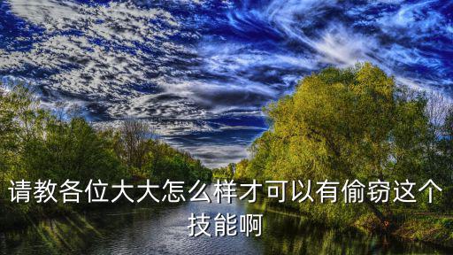 请教各位大大怎么样才可以有偷窃这个技能啊