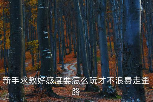新手求教好感度要怎么玩才不浪费走歪路