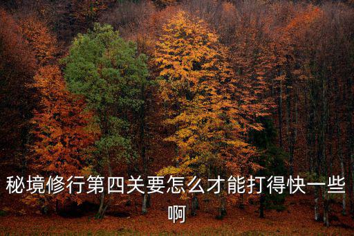 秘境修行第四关要怎么才能打得快一些啊