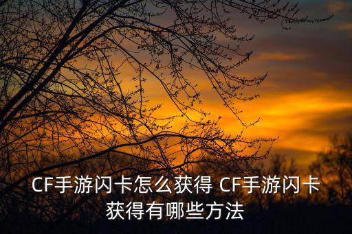 CF手游闪卡怎么获得 CF手游闪卡获得有哪些方法