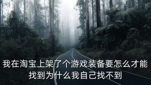 我在淘宝上架了个游戏装备要怎么才能找到为什么我自己找不到