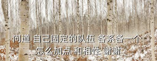 问道 自己固定的队伍 各系各一个 怎么加点 和相性 谢谢