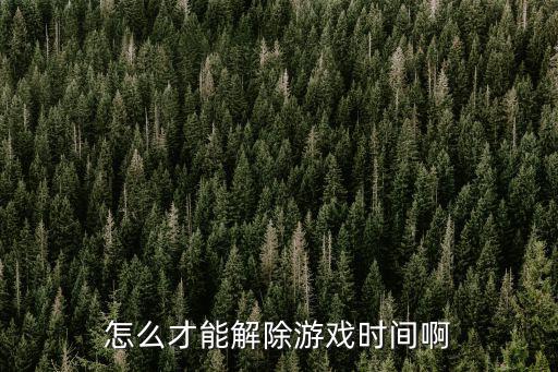 怎么才能解除游戏时间啊